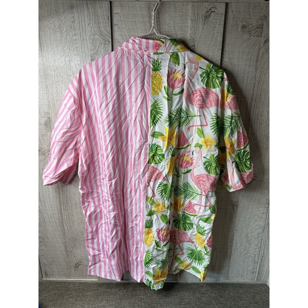 Hawaiian 4 pc Shirt Shorts Set Size XL w/ Bucket Hat & Sunglasses Beach Flamingo - Picture 3 of 8